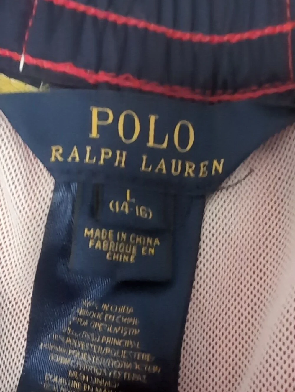 Polo by Ralph Lauren Swim Board Shorts with Navy Logo/LG 14-16 (Kids)